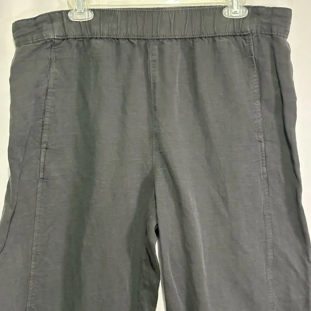 C&C California Linen Blend Pull On Pants Women XL Faded Black Coastal Lagenlook